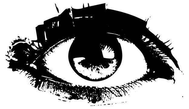 Human eye observes intently in a graphic illustration