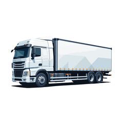 Modern Cargo Truck Box Trailer Vector Illustration