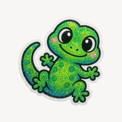 Obraz premium Glittery cartoon gecko sticker