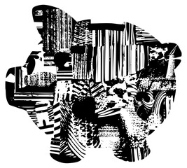 Naklejka premium Face Portrait Reveals Cityscape Within Texture