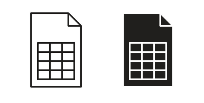 Spreadsheet icon with editable stroke. Thin Line and flat icons for UI designs
