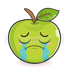 green apple crying face cartoon cute