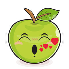 green apple whistling love face cartoon cute
