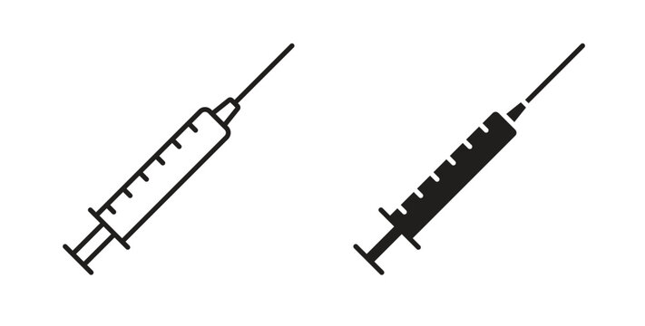 Syringe icon with editable stroke. Thin Line and flat icons for UI designs