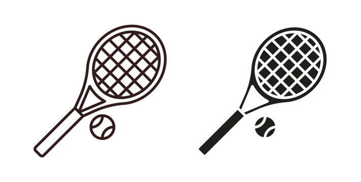 Tennis icon with editable stroke. Thin Line and flat icons for UI designs