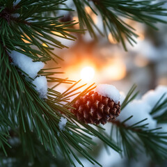 pine leaves at winter