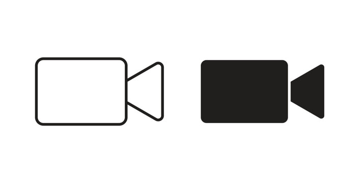 Video call icon with editable stroke. Thin Line and flat icons for UI designs