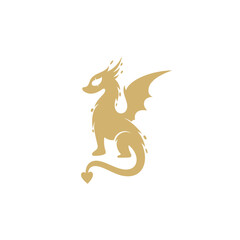 mythical animal logo, Dragon logo with simple design vector, a flying dragon