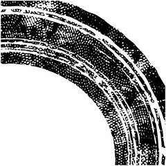 Tire tracks curve sharply during automotive movement on asphalt