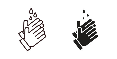 Wash hands icon with editable stroke. Thin Line and flat icons for UI designs