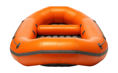Inflatable river raft featuring durable seams and several air chambers.