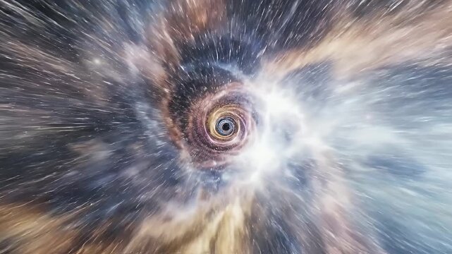 Experience a captivating journey through a cosmic wormhole tunnel showcasing swirling stars and nebulae Dynamic animation of light speed travel through a galaxy