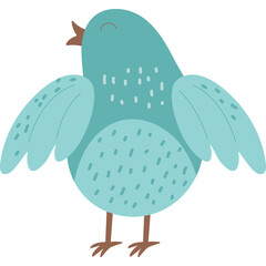 Cute Blue Bird With Open Wings And Closed Eyes Singing A Song Against A Transparent Background