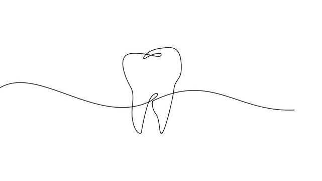 Tooth Drawn with One Continuous Line Animation