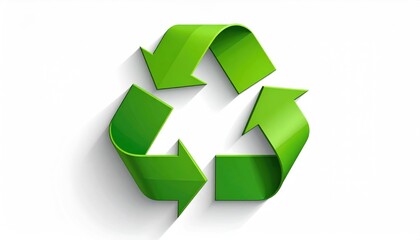 Obraz premium A vibrant, green recycling symbol casting a subtle shadow, representing environmental protection and sustainability. This image is a powerful visual for promoting eco-consciousness and reducing waste.