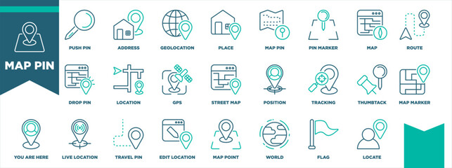 Map Pin Icon Sheet Line Blue