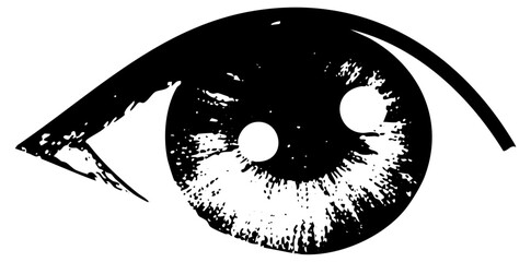 Human eye observes intently in a graphic design