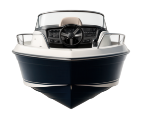 Elegant motor yacht featuring a stylish helm and user-friendly controls.