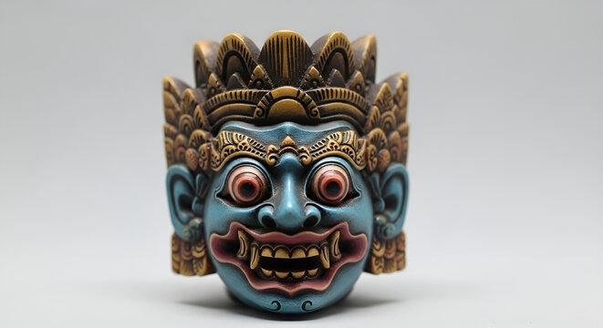 Traditional Balinese Demon Mask Art Handcrafted Cultural Decoration