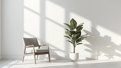 Large luxury modern bright interiors Living room mockup illustration 3D rendering image