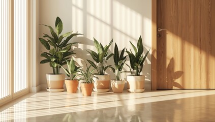 Large luxury modern bright interiors Living room mockup illustration 3D rendering image PLANT