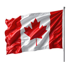 The Canadian flag waves proudly on a flagpole against a black background.