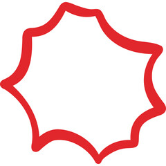 A Stylized Red Starburst Shape with a White Center on a Transparent Background with a Subtle Glow Effect
