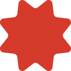 A Red Starburst Shape With Eight Points On A Transparent Background Isolated