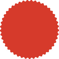 Bright Red Starburst Shape with Serrated Edges on Transparent Background Symbolizing Award or Recognition