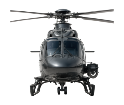 Helicopter featuring a sturdy undercarriage and built-in winch system.