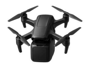 Foldable-arm drone with a compact cargo compartment below.