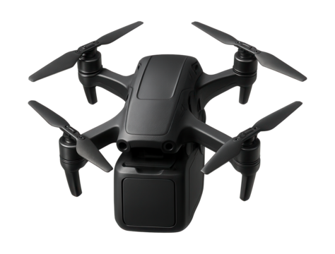 Foldable-arm drone with a compact cargo compartment below.