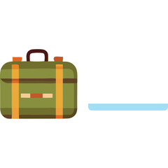 Vintage Olive Green Suitcase With Tan Straps And Brown Handle Isolated On White Background Vector Illustration