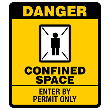 Danger, confined space, enter by permit only, sign vector