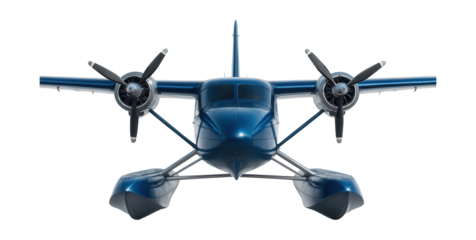 Twin-engine seaplane design featuring built-in wing floats.