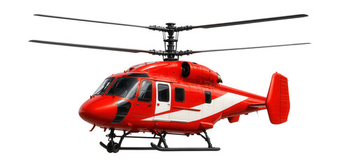 Coaxial rotor rescue helicopter in bright red and white colors.
