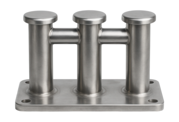 Triple mooring bitt with built-in crossbar for secure line fastening.