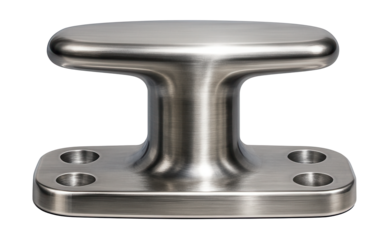 Low-profile stainless steel mooring bollard.