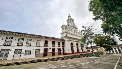 Fototapeta premium Salamina, Caldas - Colombia. October 6, 2025. Minor Basilica of the Immaculate Conception is a Colombian church of Catholic worship