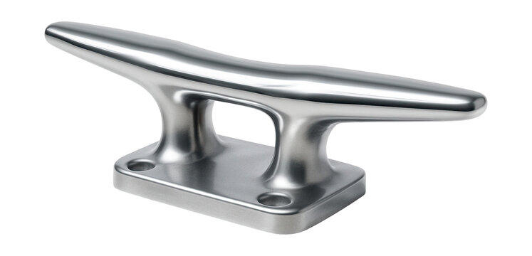 Wide-base mooring cleat with tapered ends for easy line alignment.