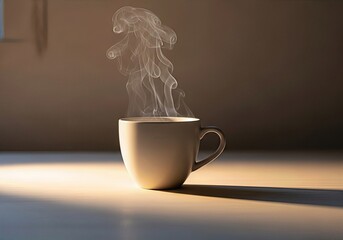 Minimal steaming cup in soft light
