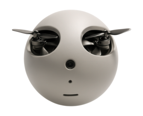 Spherical drone with built-in propellers for 360-degree movement.