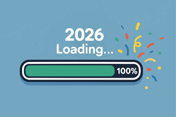 2026 Loading Progress Bar Funny New Year Flat Illustration