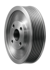 Fototapeta premium Grooved hydraulic pump pulley with a central mounting hole.