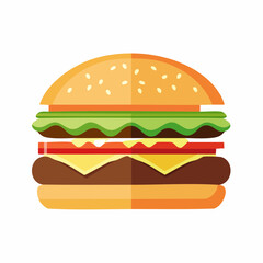 Delicious Burger with Fresh Ingredients and Sesame Seed Bun.