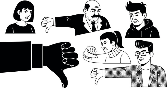 Negative feedback and disapproval gesture vector illustration