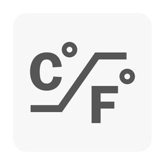 Clean, simple vector illustration icon symbolizing precise temperature adjustment or unit conversion. Ideal for scientific content, instructional graphics, or air conditioning remote control interface