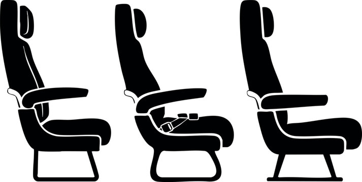 Airplane seat recline position silhouette vector illustration