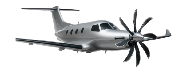 Contemporary turboprop featuring a sleek design and quiet propeller technology.
