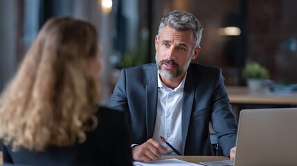 Thoughtful discussion during a business meeting